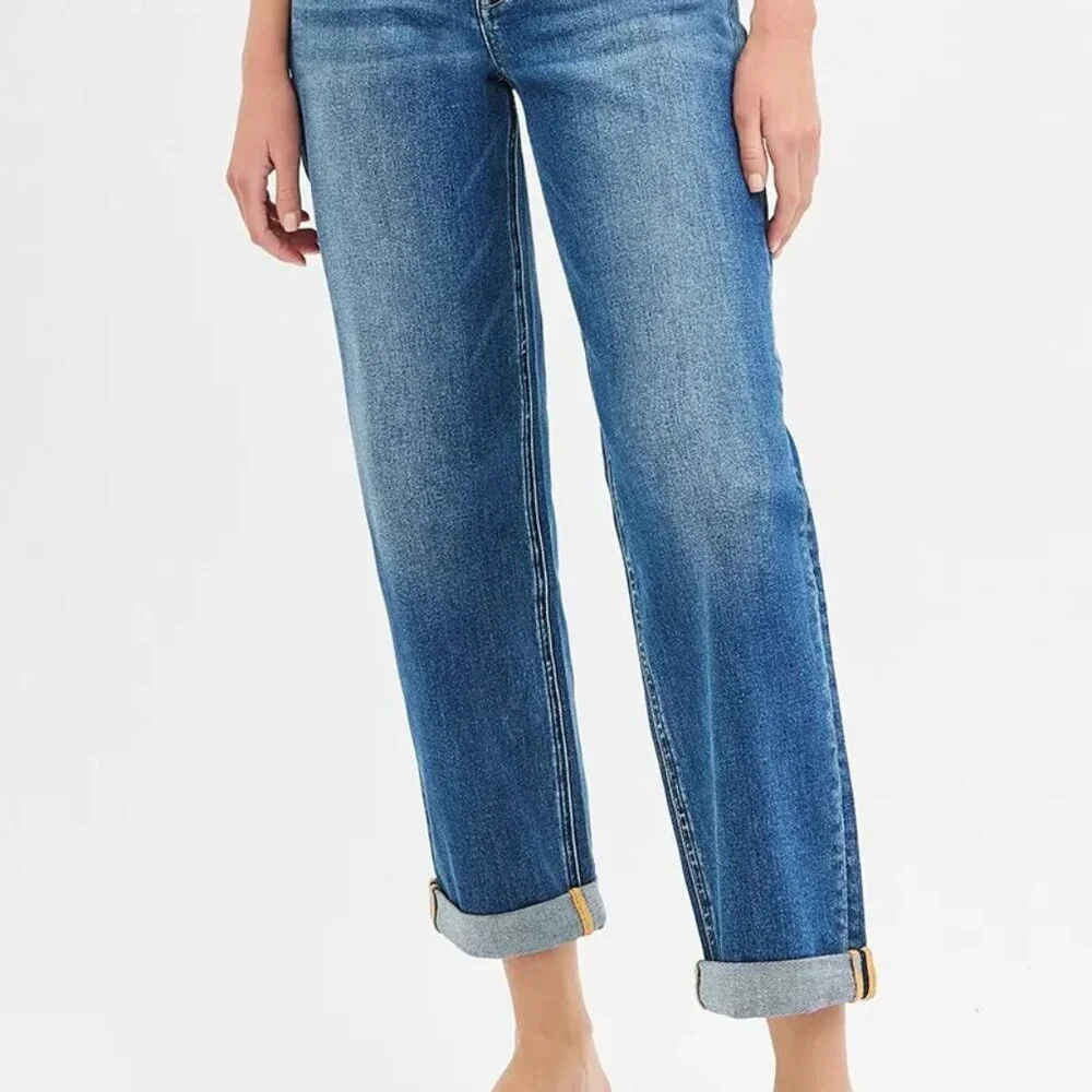 RISEN Full Size‎ Mid Rise Boyfriend Roll Up Jeans Plus Size